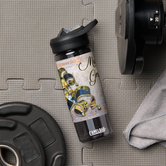 SlipperyJoe's Mardi Grasマスクパープル金ゴールドグリーンbl ウォーターボトル (ジム)