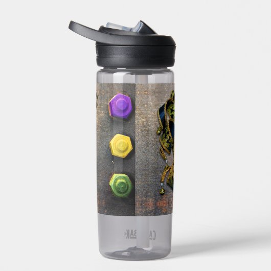 SlipperyJoe's Mardi Grasマスクパープル金ゴールドグリーンbl ウォーターボトル (右面)