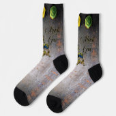 SlipperyJoe's Mardi Grasマスクパープル金ゴールドグリーンbl ソックス (左)