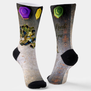 SlipperyJoe's Mardi Grasマスクパープル金ゴールドグリーンbl ソックス