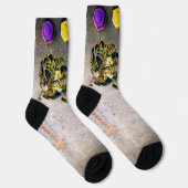 SlipperyJoe's Mardi Grasマスクパープル金ゴールドグリーンbl ソックス (右)