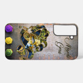 SlipperyJoe's Mardi Grasマスクパープル金ゴールドグリーンbl Samsung Galaxyケース (裏面横)