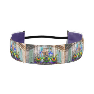 SlipperyJoe's Mardi Grasマスクビーズの装飾 アスレチックヘッドバンド