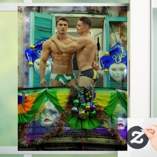 SlipperyJoe's Mardi Grasマスクビーズの装飾 ウィンドウサイン (ホーム)