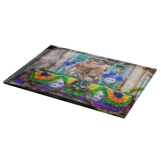 SlipperyJoe's Mardi Grasマスクビーズの装飾 カッティングボード (角)