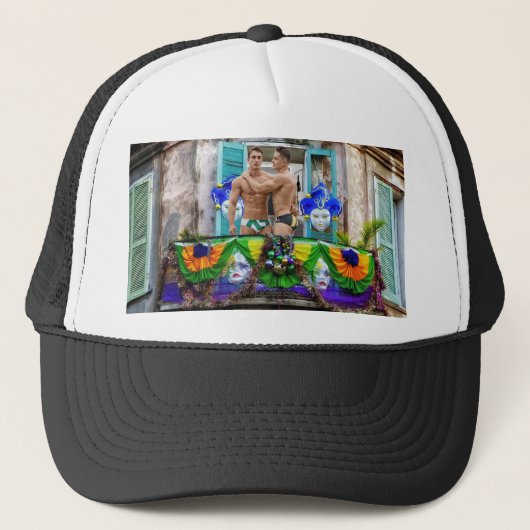 SlipperyJoe's Mardi Grasマスクビーズの装飾 キャップ (正面)