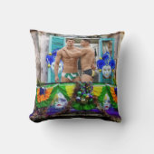 SlipperyJoe's Mardi Grasマスクビーズの装飾 クッション (正面)