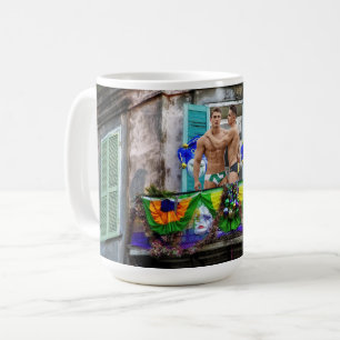 SlipperyJoe's Mardi Grasマスクビーズの装飾 コーヒーマグカップ
