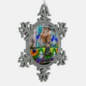 SlipperyJoe's Mardi Grasマスクビーズの装飾 スノーフレークピューターオーナメント (左)