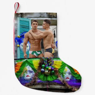 SlipperyJoe's Mardi Grasマスクビーズの装飾 スモールクリスマスストッキング