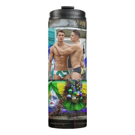 SlipperyJoe's Mardi Grasマスクビーズの装飾 タンブラー (正面)