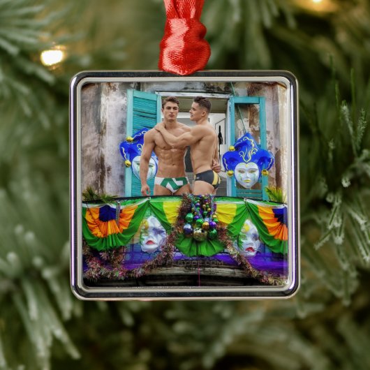 SlipperyJoe's Mardi Grasマスクビーズの装飾 メタルオーナメント (ツリー)