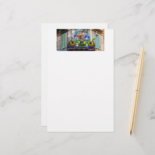 SlipperyJoe's Mardi Grasマスクビーズの装飾 便箋 (正面/裏面インサイチュ)