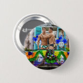 SlipperyJoe's Mardi Grasマスクビーズの装飾 缶バッジ (正面&裏面)