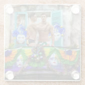 SlipperyJoe's Mardi Grasメンパープル金ゴールドグリーンバル ガラスコースター (裏面)