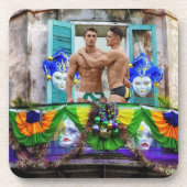 SlipperyJoe's Mardi Grasメンパープル金ゴールドグリーンバル コースター (正面)