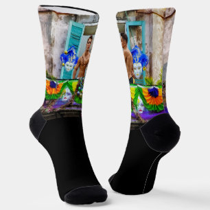 SlipperyJoe's Mardi Grasメンパープル金ゴールドグリーンバル ソックス