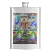 SlipperyJoe's Mardi Grasメンパープル金ゴールドグリーンバル フラスク (正面)