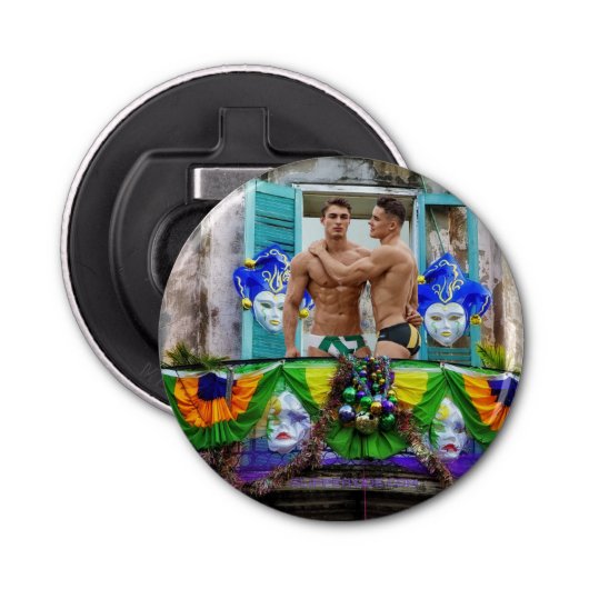 SlipperyJoe's Mardi Grasメンパープル金ゴールドグリーンバル 栓抜き (正面)