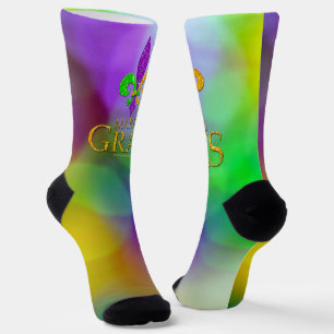 SlipperyJoe's Mardi Gras紫の金ゴールドグリーンフルーア-d ソックス