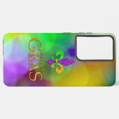 SlipperyJoe's Mardi Gras紫の金ゴールドグリーンフルーア-d Samsung Galaxyケース (左側面)