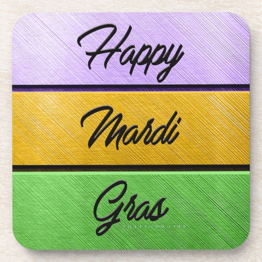 SlipperyJoe's Mardi Gras紫色の金ゴールドグリーンメタル コースター (正面)