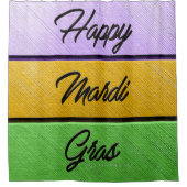 SlipperyJoe's Mardi Gras紫色の金ゴールドグリーンメタル シャワーカーテン (正面)