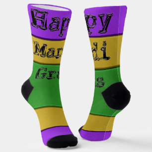 SlipperyJoe's Mardi Gras紫色の金ゴールドグリーンメタル ソックス