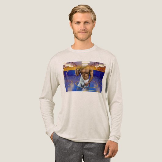 SlipperyJoe's muscular man bulge six-pack gym trai トライブレンドＴシャツ (正面全体)