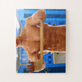 SlipperyJoe's muscular man shirtless 6-pack gymnas ジグソーパズル (縦)