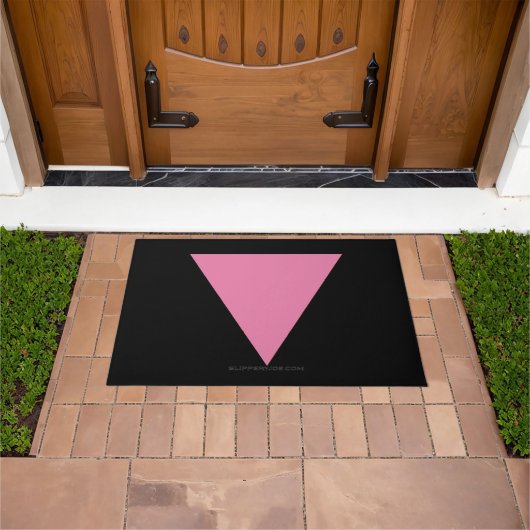 SlipperyJoe's Pink Triangle FlagゲイギフトLGBTQIA ドアマット (室外)