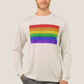 SlipperyJoe's pride wooden flag horizontal rainbow トライブレンドＴシャツ (正面)