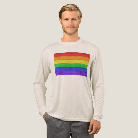 SlipperyJoe's pride wooden flag horizontal rainbow トライブレンドＴシャツ (正面全体)