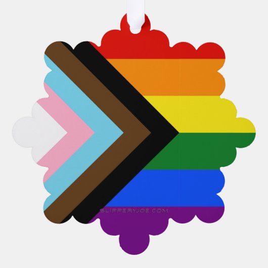 SlipperyJoe's ProgressプライドフラグゲイギフトLGBTQI オーナメントカード (裏面)