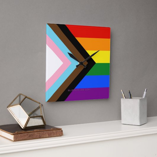 SlipperyJoe's ProgressプライドフラグゲイギフトLGBTQI スクエア壁時計 (オフィス)