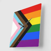 SlipperyJoe's ProgressプライドフラグゲイギフトLGBTQI スクエア壁時計 (傾斜)