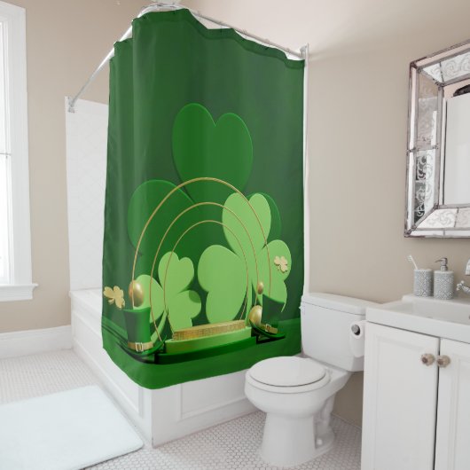 SlipperyJoe's Saint Patrick's Day 3枚葉クローブ シャワーカーテン (インサイチュ)
