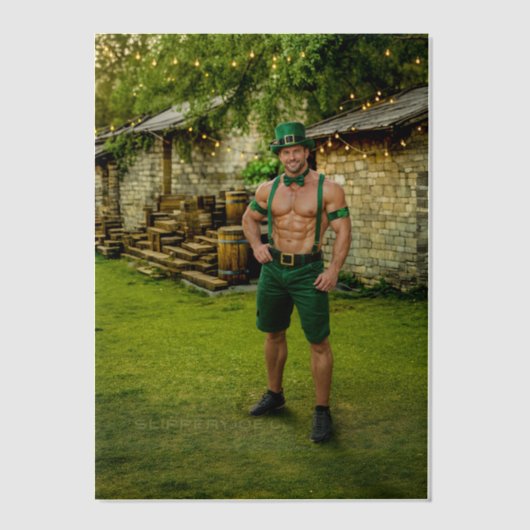 SlipperyJoe's Saint Patrick's Day festive leprecha ベラム紙招待状 (正面)