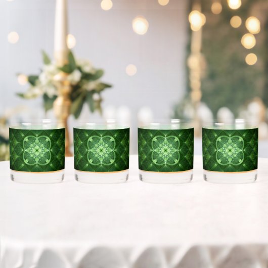 SlipperyJoe's Saint Patrick's Day glowing four lea ウイスキーグラス (インサイチュ (ウェディング))