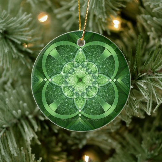 SlipperyJoe's Saint Patrick's Day glowing four lea セラミックオーナメント (ツリー)