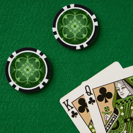 SlipperyJoe's Saint Patrick's Day glowing four lea ポーカーチップ (ポーカーテーブル (ダブル))