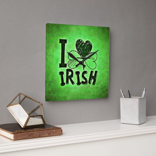SlipperyJoe's Saint Patrick's Day holiday Irish pr スクエア壁時計 (オフィス)
