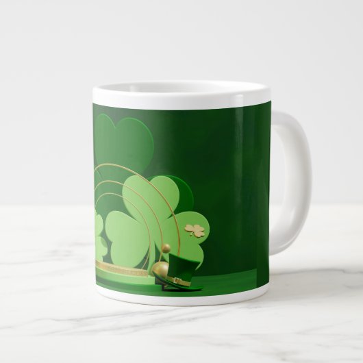 SlipperyJoe's Saint Patrick's Day three-leaf clove ジャンボコーヒーマグカップ (正面右)