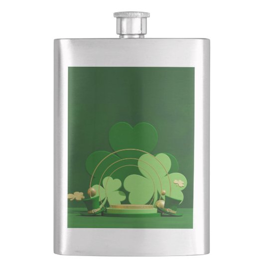 SlipperyJoe's Saint Patrick's Day three-leaf clove フラスク (正面)