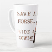 SlipperyJoe's Save a horse Ride A Cowboy hat muscu カフェラテマグ (左アングル)