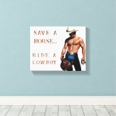 SlipperyJoe's Save a horse Ride A Cowboy hat muscu キャンバスプリント (インサイチュ (ウッドフロア))