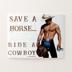 SlipperyJoe's Save a horse Ride A Cowboy hat muscu ジグソーパズル