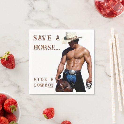 SlipperyJoe's Save a horse Ride A Cowboy hat muscu スタンダードカクテルナプキン (インサイチュ)