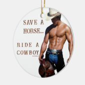 SlipperyJoe's Save a horse Ride A Cowboy hat muscu セラミックオーナメント (左)