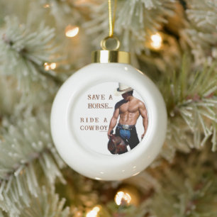 SlipperyJoe's Save a horse Ride A Cowboy hat muscu セラミックボールオーナメント